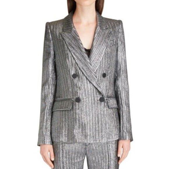 Isabel Marant Denel Double-Breasted Metallic Cocktail Blazer - Picture 8 of 13